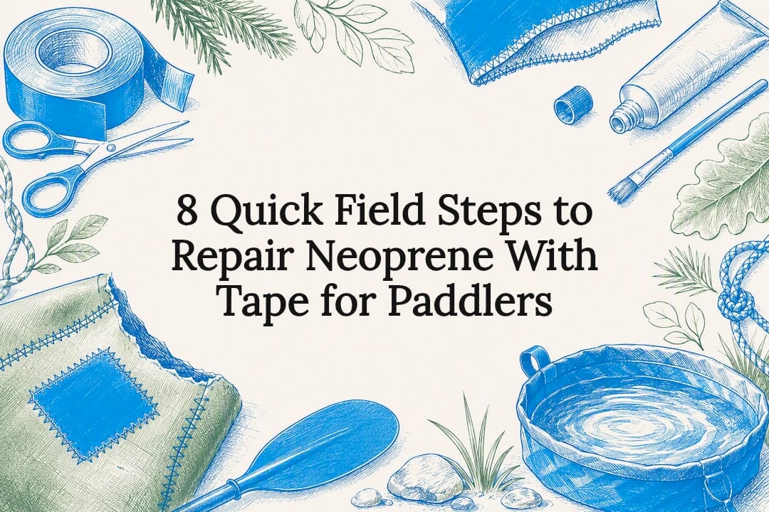 Decorative neoprene repair title card illustration