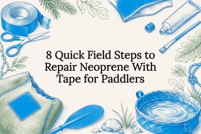 Decorative neoprene repair title card illustration