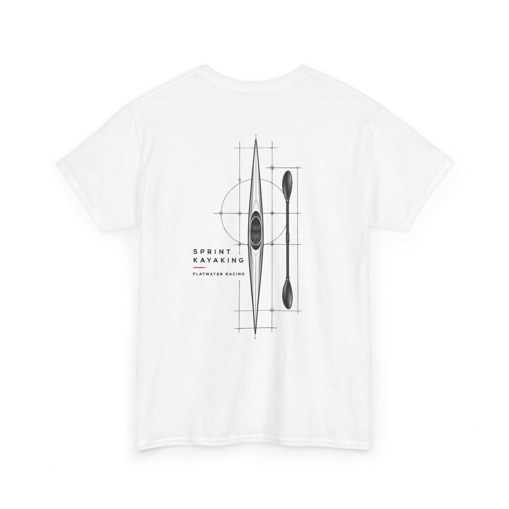 Color: White | Sprint Kayak Blueprint T-Shirt, back view