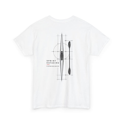 Color: White | Sprint Kayak Blueprint T-Shirt, back view