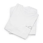 Folded white Joy and Paddling kayak T-shirt showing its chest print