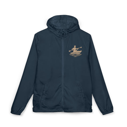 Classic navy J&P windbreaker jacket with paddler logo, front view