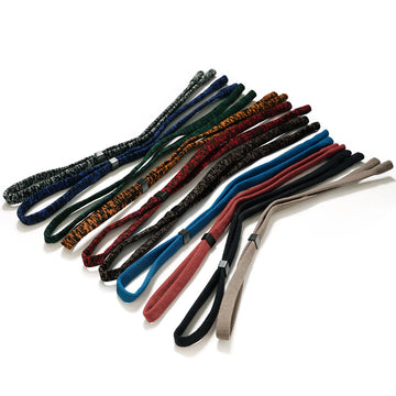 Sunglasses straps in the available colors arranged on a white background